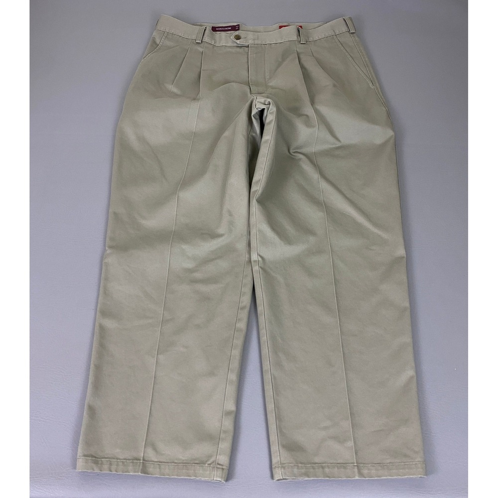 Nordstrom Smartcare Pleated Khaki Pants Men's Size 40x29 Tan Cotton Chinos 28809
